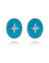 Pendientes Enamel Turquesa Oval Estrella - 6 * 8 mm