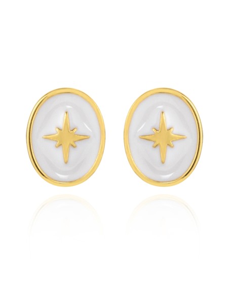 Pendientes Enamel Turquesa Oval Estrella - 6 * 8 mm Pendientes Enamel Turquesa Oval Estrella - 6 * 8 mm