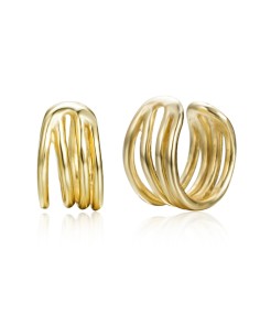 Pendientes Earcuff - 9 mm - Bañado Oro y Plata Rodiada 2