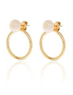 Earjacket Pearl - Circulo 26 mm - Bañado Oro y Plata Rodiada 2