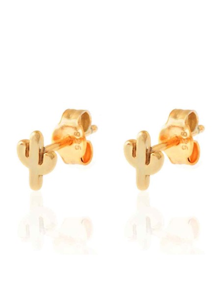 Pendientes Cactus - 6 mm - Bañado Oro y Plata Rodiada