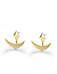 Pendientes Earjacket - Luna 15 mm - Bañado Oro and Plata Rodiada 2