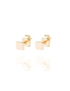 Pendientes Cuadrado - 2.5mm , 4 mm - Bañado Oro y Plata Rodiada 2