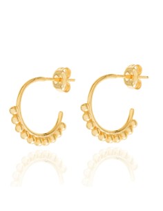 Pendientes Bolitas - Semi Aro - 16 mm - Bañado Oro y Plata Rodiada 2