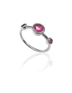Anillo Mineral - 3 Minerales - Plata Rodiada - 16 - Rubi 2