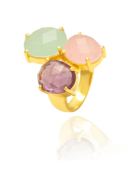 Anillo Mineral - 16 - Plata Chapado Oro - Varios