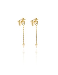 Pendientes Ear Jacket - Flecha Cadena 38 mm - Bañado Oro y Plata Rodiada 2