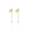 Pendientes Ear Jacket - Flecha Cadena 38 mm - Bañado Oro y Plata Rodiada