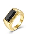 Anillo Acero - Mineral Onix Negro - Rectangulo