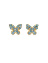 Pendientes Circonita Mariposa 6*5mm Bañado Oro