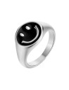 Anillo Acero Smiley - Enamel Granate 12mm