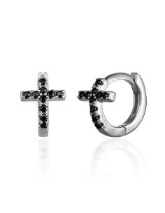 Pendiente Aro Cruz 6*7mm CZ 2