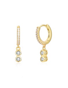 Pendientes Circonita Aro 11+6 mm Bañado Oro y Plata Rodiada 2