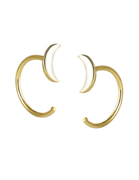 Pendienets Luna - 7 mm - Bañado Oro y Plata Rodiada