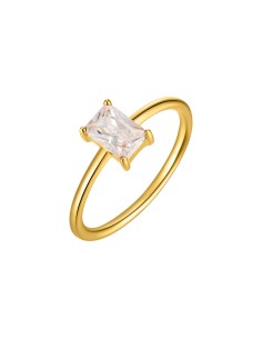 Anillo Rectangulo - Circonita - Bañado Oro 2