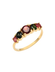 Anillo Mineral - 5 Minerales - Bañado Oro 2