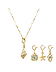 Collar Enamel - Colgante Multi - 38+4cm - Bañado Oro 2