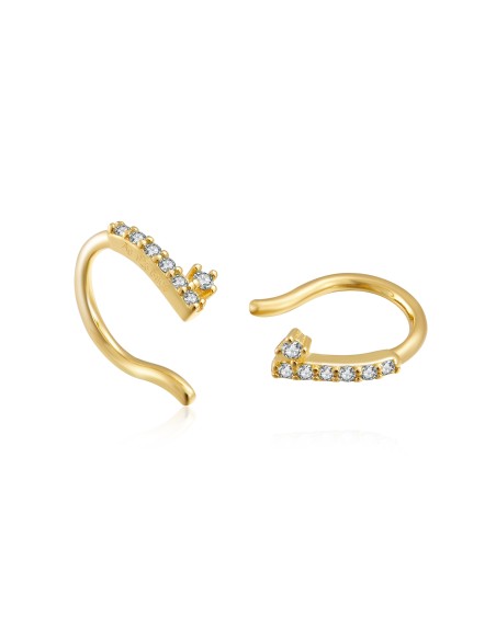 Earcuff Circonita -Aro-Circonita Negra Chapado Oro