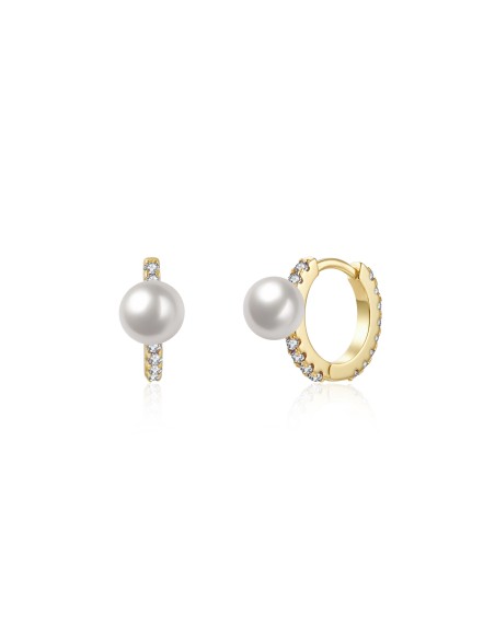 Pendientes Aro Perla Circonita 11mm Pendientes Aro Perla Circonita 11mm
