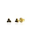 Pendientes Circonita - 4mm Flor - Bañado Oro y Plata Rodiada