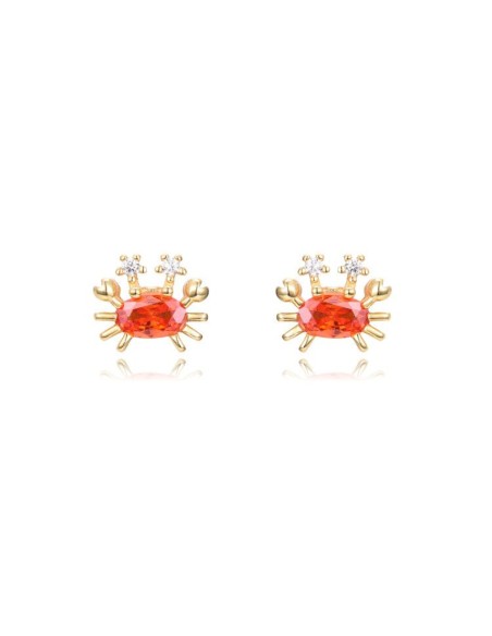 Pendientes Circonita Naranja - Cangrejo - 7 mm - Bañado Oro Pendientes Circonita Naranja - Cangrejo - 7 mm - Bañado Oro