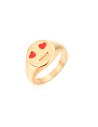 Anillo Acero - Enamel Smiley Corazon - 11.50mm - Bañado Oro