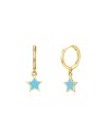 Pendientes Estrella - 11+8 mm - Enamel - Bañado Oro