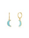 Pendientes Luna - 11+12 mm - Enamel - Bañado Oro