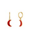 Pendientes Luna - 11+12 mm - Enamel - Bañado Oro