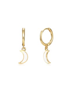 Pendientes Luna - 11+8 mm - Enamel - Bañado Oro 2