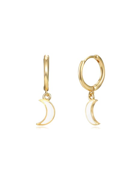Pendientes Luna - 11+8 mm - Enamel - Bañado Oro