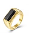 Anillo Acero - Mineral Onix Negro - Rectangulo