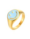 Anillo Acero Smiley - Enamel Granate 12mm