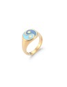 Anillo Acero - Enamel Yin y Yang - 13mm - Bañado Oro