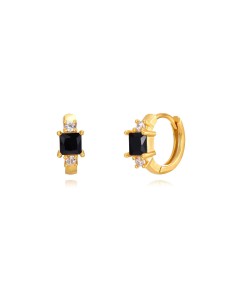 Pendientes Aro - Circonita - 12mm - Plata Bañado Oro 2