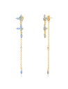 Pendientes Mariposa Cadena Circonita - 59 mm - Bañado Oro y Plata Rodiada