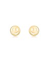 Pendientes Feliz Smiley - 10 * 5 mm - Plata Bañado Oro y Plata Rodiada