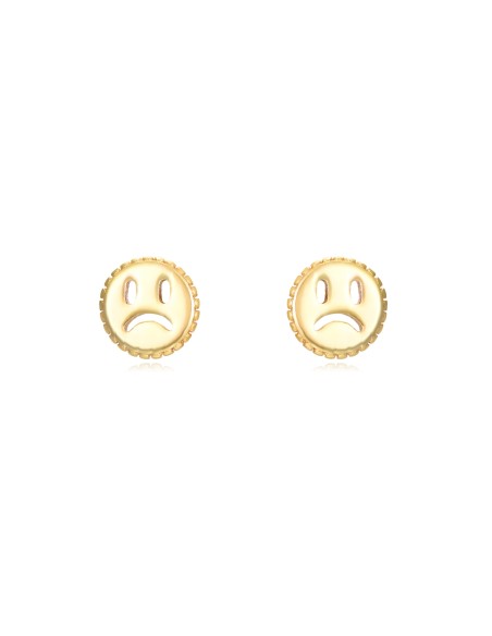 Pendientes Triste Smiley - 10 * 5 mm - Plata Bañado Oro y Plata Rodiada