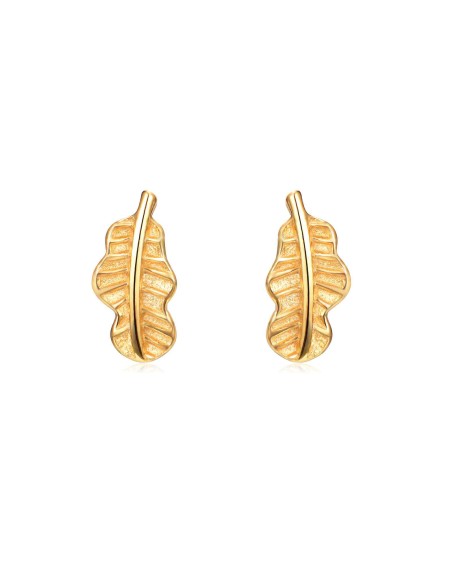 Pendientes Pluma - 7 * 3 mm - Plata Bañado Oro y Plata Rodiada