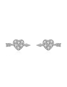Pendientes Circonita - Corazon 8,5*4 mm - Bañado Oro y Plata Rodiada 2