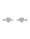 Pendientes Circonita - Corazon 8,5*4 mm - Bañado Oro y Plata Rodiada