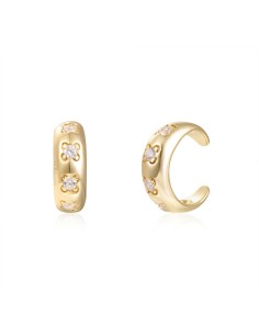 Pendiente Circonita - Earcuff 10,5mm - Bañado Oro y Plata Rodiada 2