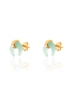 Pendiente Cuerno - 10mm - Bañado Oro y Plata Rodiada 2