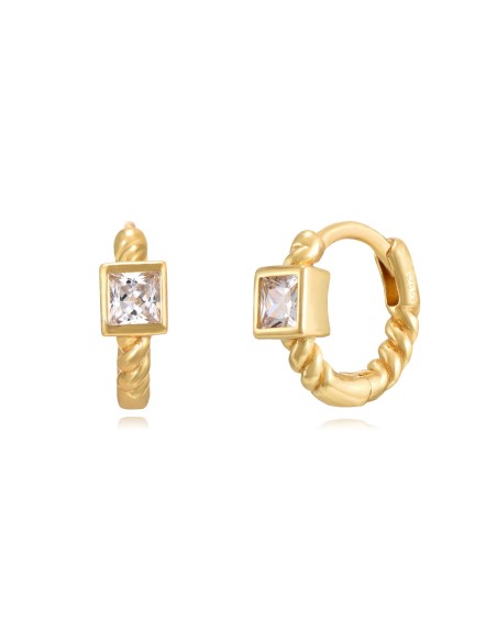 Pendientes Aro Trenzado - Circonita - 12 mm y 17 mm - Bañado Oro y Plata Rodiada