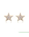 Pendientes Estrella  - Circonita - 6 mm - Plata Bañado Oro y Plata Rodiada