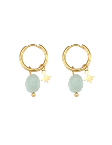 Pendiente Acero Mineral - Aro 15 mm - Bañado Oro