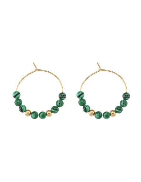 Pendiente Acero Mineral - Aro 25mm - Bañado Oro