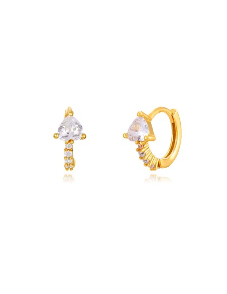 Pendientes Corazon Circonita - 11 mm - Bañado Oro y Plata Rodiada Pendientes Corazon Circonita - 11 mm - Bañado Oro y Plata Rodiada