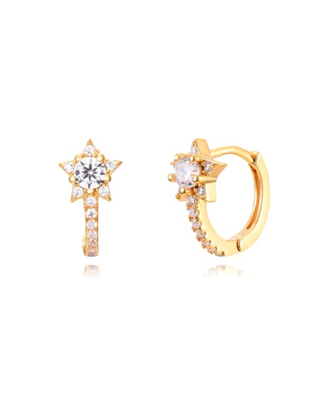 Pendientes Estrella - Circonita Blanca - 11 mm - Bañado Oro y Plata Rodiada Pendientes Estrella - Circonita Blanca - 11 mm - Bañado Oro y Plata Rodiada